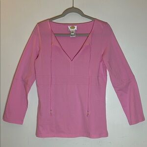 Talbots Pink Long Sleeve V-Neck Top